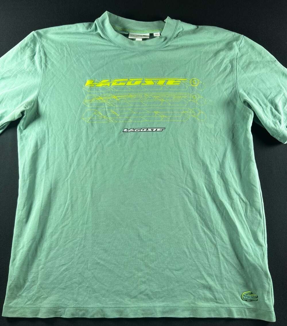 Lacoste Loose Fit Graphic T-Shirt US S Green Pique Cotton